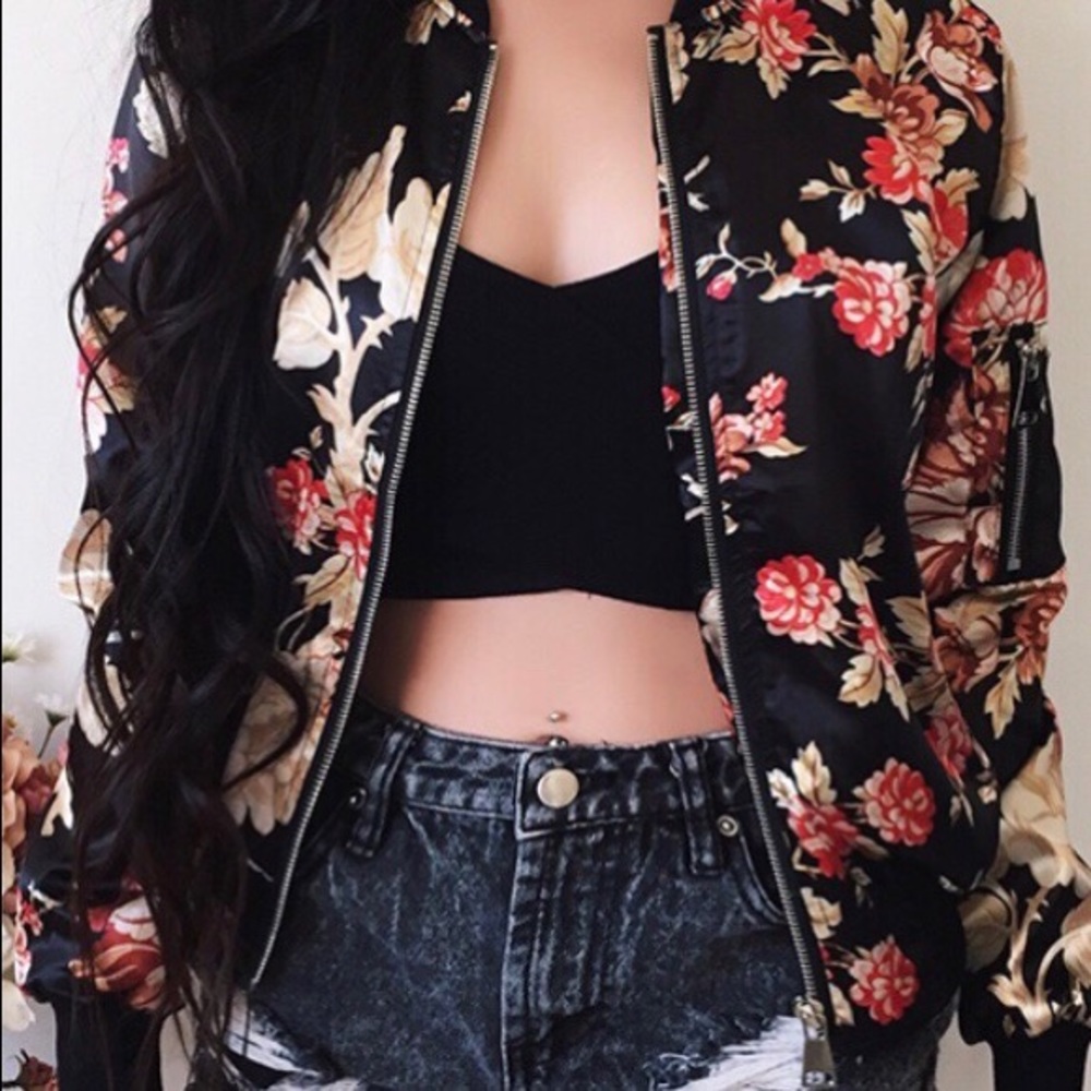 Floral bomber jacket
